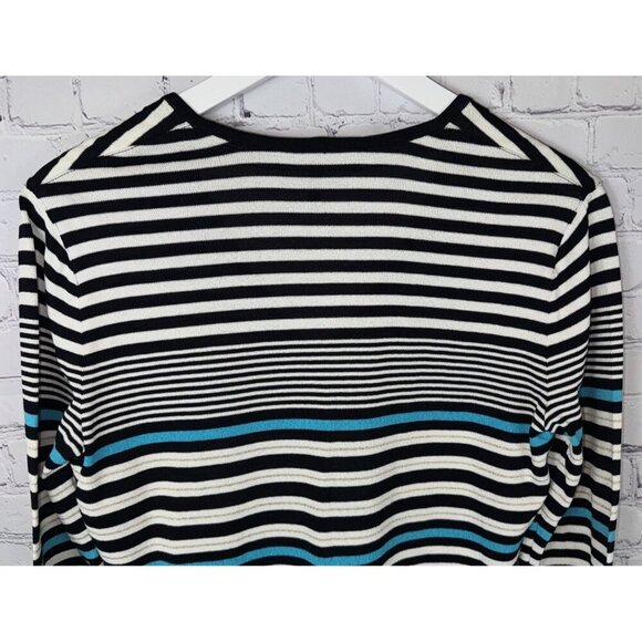 ESCADA Vintage 90's Striped Rayon Knit Striped Cardigan Size 36/Small Black Blue - Picture 9 of 9